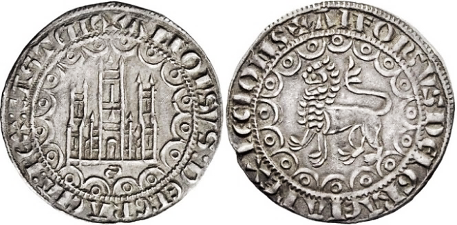 Tipo 13. Primera &ldquo;Moneda de Plata&rdquo; Alfons&iacute; de castillo y le&oacute;n en medios compases