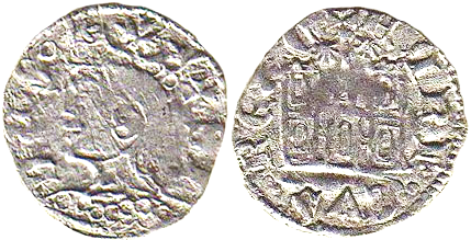 Tipo 29. Cornado de buena ley de las Cortes de Toro de 1373, con busto de rey de perfil y castillo, ambos sin gr&aacute;filas