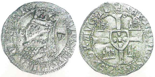 Tipo 5. Barbuda con busto de rey con celada