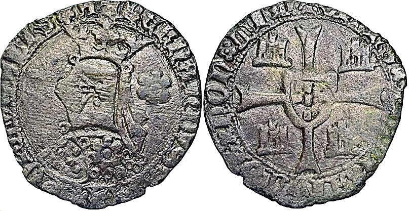 Tipo 5. Barbuda con busto de rey con celada