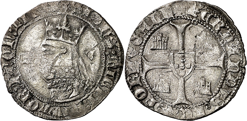 Tipo 5. Barbuda con busto de rey con celada