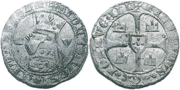 Tipo 5. Barbuda con busto de rey con celada