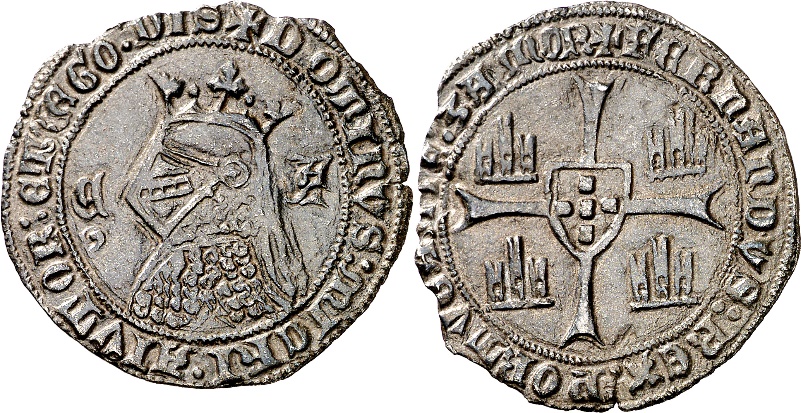 Tipo 5. Barbuda con busto de rey con celada