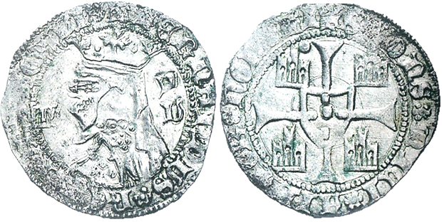 Tipo 5. Barbuda con busto de rey con celada