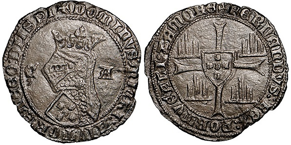 Tipo 5. Barbuda con busto de rey con celada