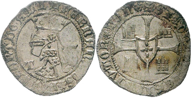 Tipo 5. Barbuda con busto de rey con celada
