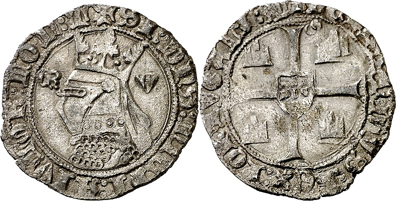 Tipo 5. Barbuda con busto de rey con celada