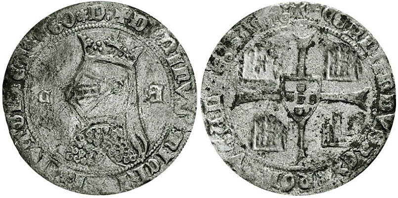 Tipo 5. Barbuda con busto de rey con celada