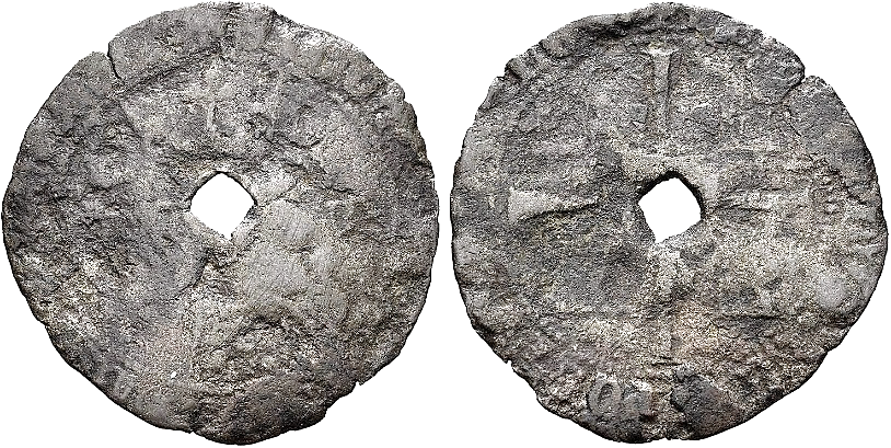 Tipo 5. Barbuda con busto de rey con celada
