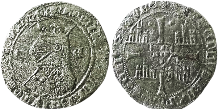 Tipo 5. Barbuda con busto de rey con celada