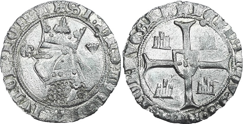 Tipo 5. Barbuda con busto de rey con celada