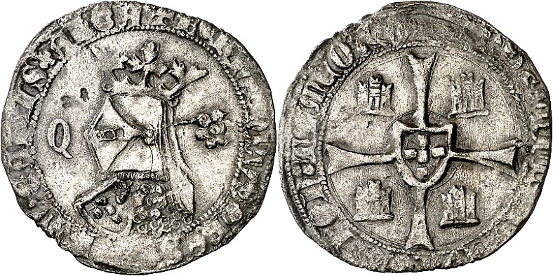 Tipo 5. Barbuda con busto de rey con celada
