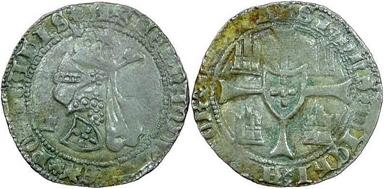 Tipo 5. Barbuda con busto de rey con celada
