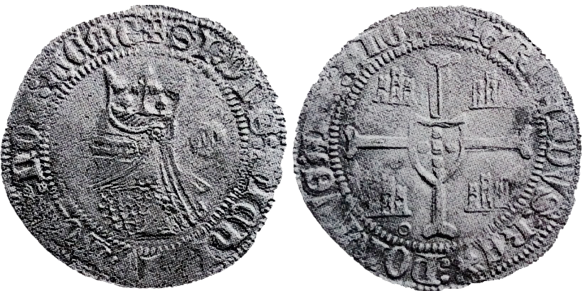 Tipo 5. Barbuda con busto de rey con celada
