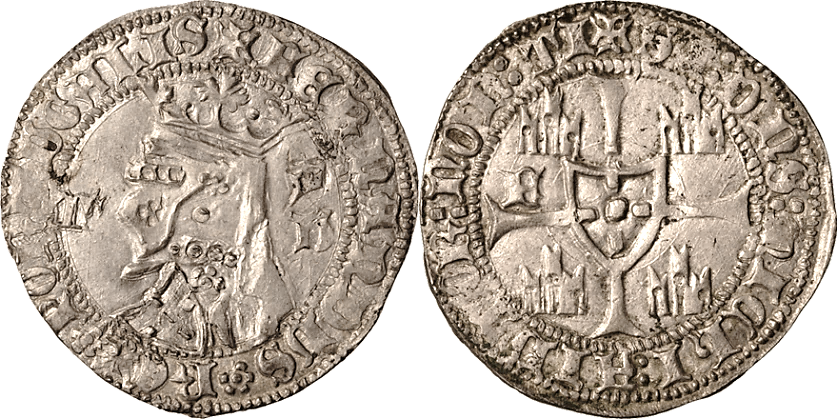 Tipo 5. Barbuda con busto de rey con celada
