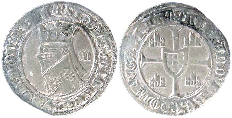 Tipo 5. Barbuda con busto de rey con celada