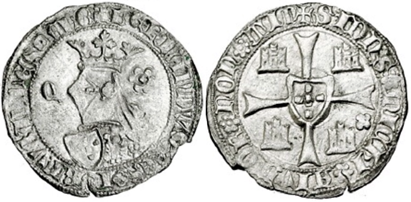 Tipo 5. Barbuda con busto de rey con celada