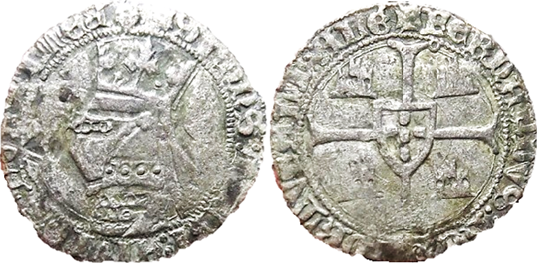 Tipo 5. Barbuda con busto de rey con celada