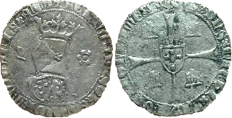 Tipo 5. Barbuda con busto de rey con celada