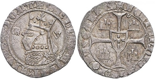 Tipo 5. Barbuda con busto de rey con celada