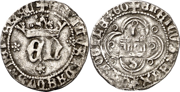 Tipo 10. Medio Real de plata con monograma &ldquo;EN&rdquo;