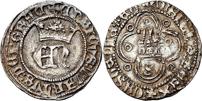 Tipo 10. Medio Real de plata con monograma &ldquo;EN&rdquo;