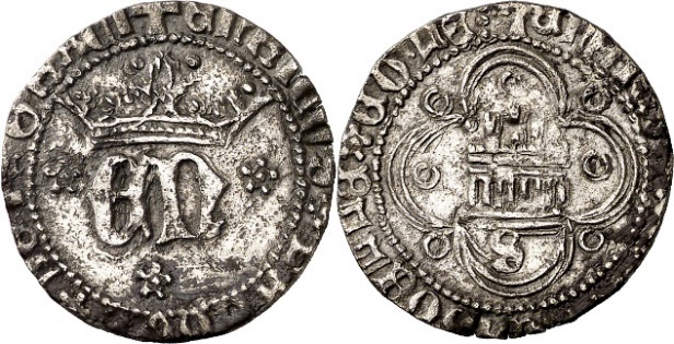 Tipo 10. Medio Real de plata con monograma &ldquo;EN&rdquo;