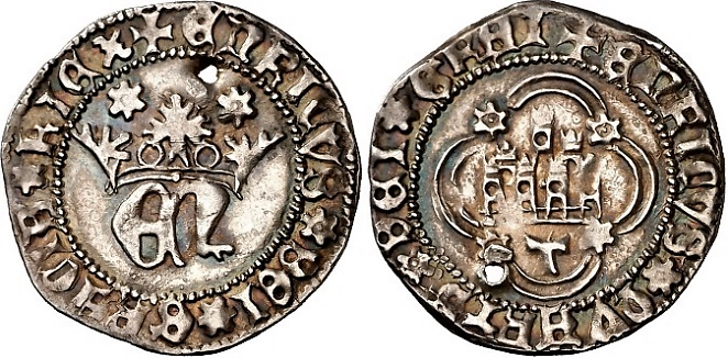 Tipo 10. Medio Real de plata con monograma &ldquo;EN&rdquo;