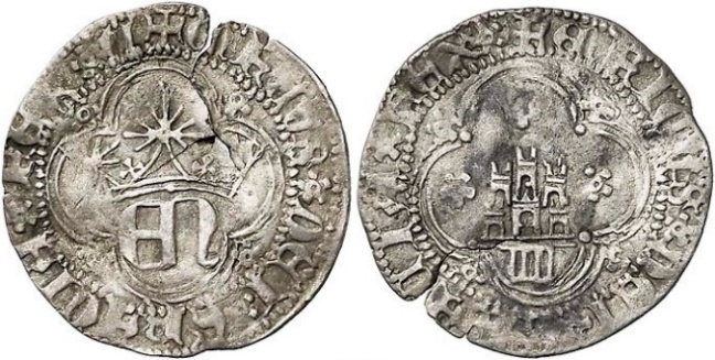 Tipo 10. Medio Real de plata con monograma &ldquo;EN&rdquo;