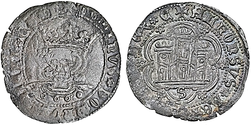 Tipo 11. Quarto de busto de rey de frente
