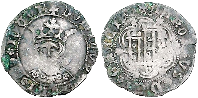 Tipo 11. Quarto de busto de rey de frente