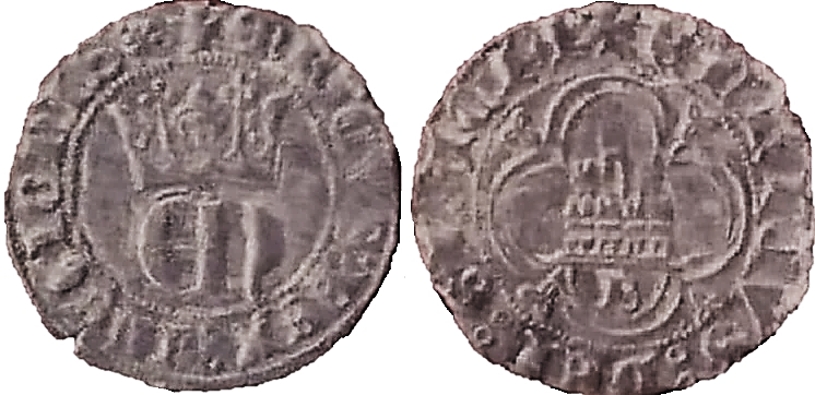 Tipo 23. Medio de Real de Plata con &ldquo;EN&rdquo; coronadas.