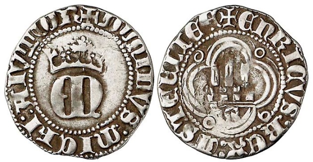 Tipo 23. Medio de Real de Plata con &ldquo;EN&rdquo; coronadas.
