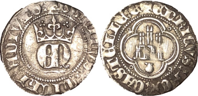 Tipo 23. Medio de Real de Plata con &ldquo;EN&rdquo; coronadas.