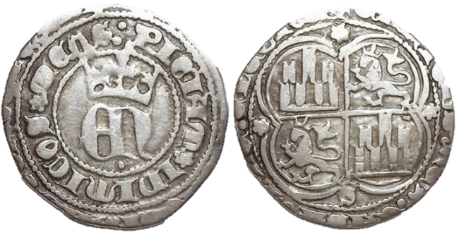 Tipo 23. Medio de Real de Plata con &ldquo;EN&rdquo; coronadas.