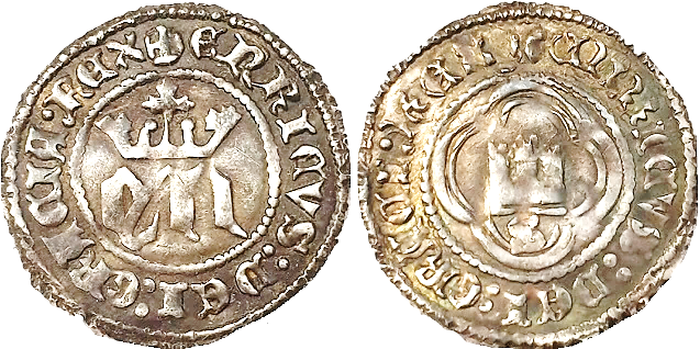 Tipo 23. Medio de Real de Plata con &ldquo;EN&rdquo; coronadas.