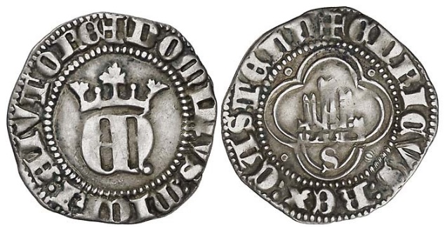Tipo 23. Medio de Real de Plata con &ldquo;EN&rdquo; coronadas.