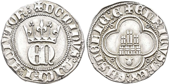 Tipo 23. Medio de Real de Plata con &ldquo;EN&rdquo; coronadas.