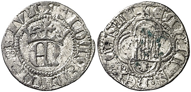 Tipo 23. Medio de Real de Plata con &ldquo;EN&rdquo; coronadas.