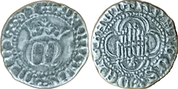 Tipo 23. Medio de Real de Plata con &ldquo;EN&rdquo; coronadas.