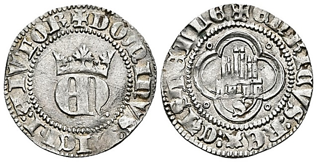 Tipo 23. Medio de Real de Plata con &ldquo;EN&rdquo; coronadas.