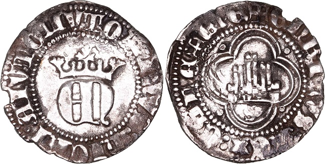 Tipo 23. Medio de Real de Plata con &ldquo;EN&rdquo; coronadas.