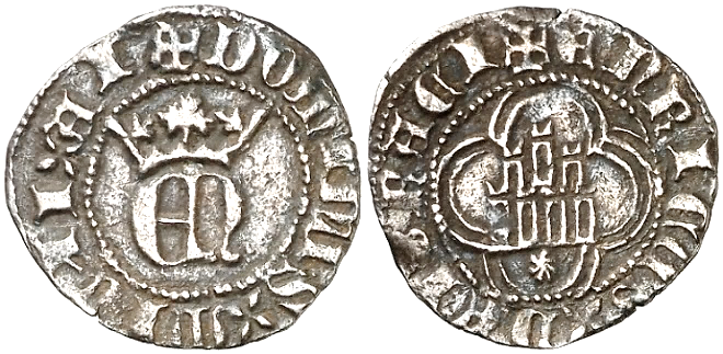 Tipo 23. Medio de Real de Plata con &ldquo;EN&rdquo; coronadas.