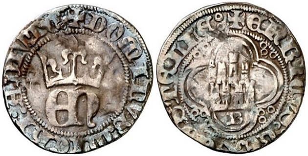Tipo 23. Medio de Real de Plata con &ldquo;EN&rdquo; coronadas.