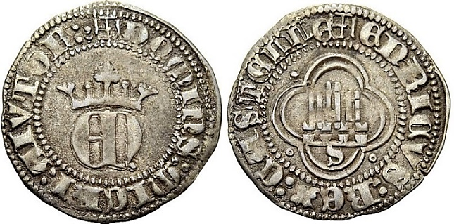 Tipo 23. Medio de Real de Plata con &ldquo;EN&rdquo; coronadas.