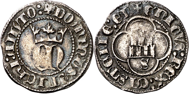 Tipo 23. Medio de Real de Plata con &ldquo;EN&rdquo; coronadas.