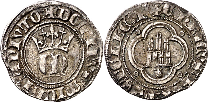 Tipo 23. Medio de Real de Plata con &ldquo;EN&rdquo; coronadas.