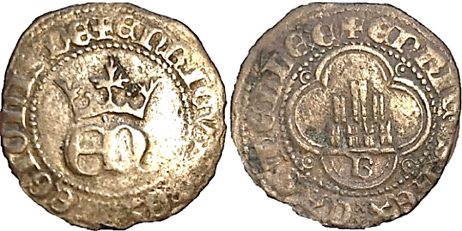 Tipo 23. Medio de Real de Plata con &ldquo;EN&rdquo; coronadas.