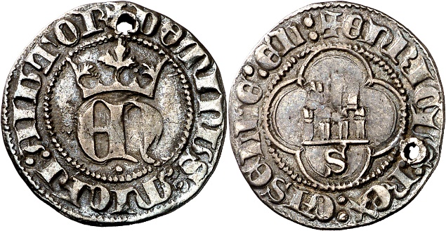 Tipo 23. Medio de Real de Plata con &ldquo;EN&rdquo; coronadas.