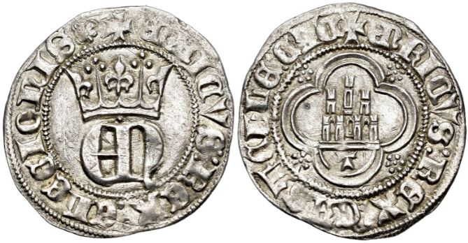 Tipo 23. Medio de Real de Plata con &ldquo;EN&rdquo; coronadas.